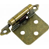 Hinge, steel, flush overlay, self-closing, incl. screws, antique-brass finish, pair