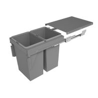 Sige pull-out bin for undercounter installation with overextension slides, suits 400mm cabinet, 2x24l bins, ea.