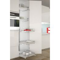 Sige pull-out basket (soft-close slide), white melamine base/flat chrome railing suits 450mm width, 40kg load, ea.