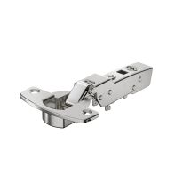 Sensys 95∞ thick door hinge, door thickness up to 32 mm, with integrated silent system, nickel plated, half overlay, TH-drilling pattern 52 x 5.5 mm, for screwing on