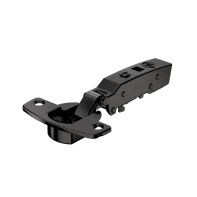 Sensys 95∞ thick door hinge, door thickness up to 32 mm, with integrated silent system, in obsidian black, overlay, TH-drilling pattern 52 x 5.5 mm, for screwing on
