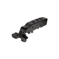 Sensys 95∞ aluminium frame hinge with integrated silent system, in obsidian black, overlay, for screwing on