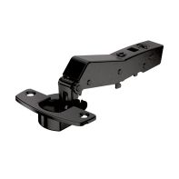 Sensys 95∞ angle hinge W45 with integrated silent system, in obsidian black, overlay, TH-drilling pattern 52 x 5.5 mm, for screwing on