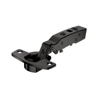 Sensys 110∞ hinge with integrated silent system, in obsidian black, overlay, TH-drilling pattern 52 x 5.5 mm, for screwing on