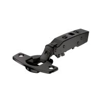 Sensys 110∞ thin door hinge, door thickness from 10 mm, with integrated silent system, in obsidian black, overlay, TH-drilling pattern 52 x 5.5 mm, for screwing on
