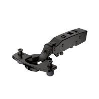 Sensys 110∞ thin door hinge, door thickness from 10 mm, with integrated silent system, in obsidian black, overlay, TH-drilling pattern 52 x 5.5 mm, with expanding sockets
