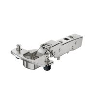 Sensys 95∞ thick door hinge, door thickness up to 32 mm, without self closing feature, nickel plated, half overlay, TH-drilling pattern 52 x 5.5 mm, with expanding sockets