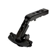 50∞ / 65∞ Hinge for corner cabinet folding doors without self closing feature, in obsidian black, overlay, TH-drilling pattern 52 x 5.5 mm, with expanding sockets