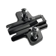 Cross mounting plate with oblong hole height adjustment, in obsidian black, with euro screws, distance 0.0 mm