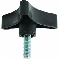 Handwheel, tri-wheel, screw, 65mm, 5/16" x 11mm thread, nylon, black, each