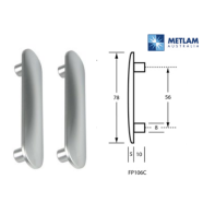  METLAM Hinge face/dress plates, for concealed bolt-through fixing of one spring hinge, SCP (set of two)