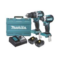 Makita 2 Piece BRUSHLESS Combo Kit - DHP484Z, DTD153Z, 2 x BL1850B, DC18RC & Carry Case