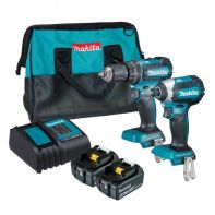 Makita 2 Piece BRUSHLESS Combo Kit - DHP485Z, DTD153Z, 2 x BL1840B, DC18SD & Carry Case