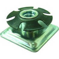 Threaded adaptor, square, 1.1/2" x 3/8" zinc-plated metal, each