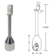 METLAM Toilet partitioleg"112", 200mm (50mm adjustment, 175-225mm) 